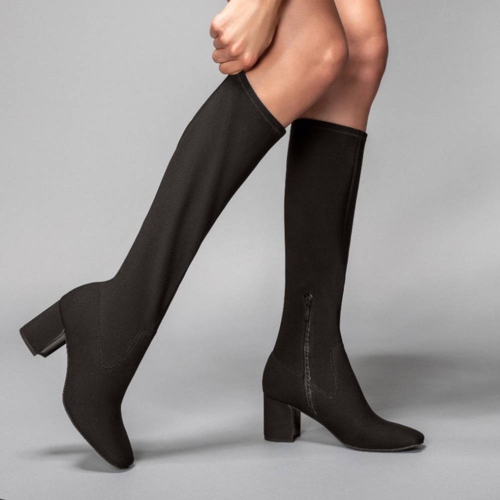 Donald J. Pliner Classic Black Knee-High Heeled Boots